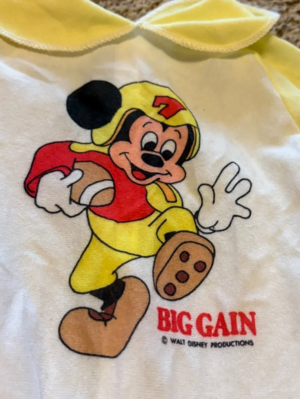 Vintage Mickey Mouse Big Gain football baby sleeper